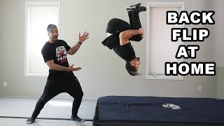 Learn How To Backflip AT HOME Easy Tutorial for Beginners [upl. by Yraillih566]