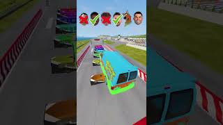 🚘CR7 ❌ Messi ❌ Vinicius ❌ Scooby Doo ❌ Jump Bus Challenge⚽BeamngDrive 👌 [upl. by Roselia]