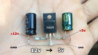 7805 Voltage Regulator Circuit  12v to 5v Stepdown Converter [upl. by Margalo]