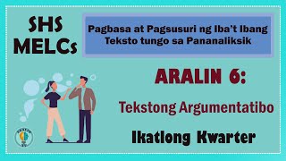 Aralin 6 Tekstong Argumentatibo SHS Grade 11 MELCs Ver2 [upl. by Trofmoc]