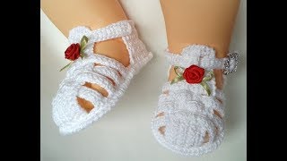 Sandalia melissa a crochet 0 a 3 meses [upl. by Brezin]