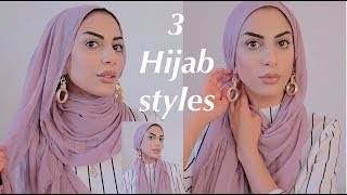 3 Hijab Styles Using Maxi Scarf With Earrings [upl. by Brittne874]