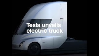 Tesla unveils a new electric semitruck [upl. by Gerek]