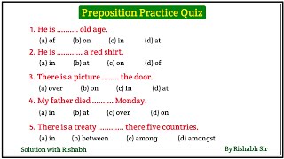 Preposition objective questions  Preposition in english grammar  Prepositions practice exercises [upl. by Pardew]