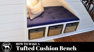 How to Make a Tufted Bench Cushion NO SEWING [upl. by Eltsryk]