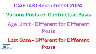 ICAR IARI Various Posts Recruitment 2024  Latest Jobs Notifications [upl. by Peirsen649]