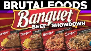 Banquet Beef Showdown  TV Dinner Reviews  brutalfoods [upl. by Edmunda]