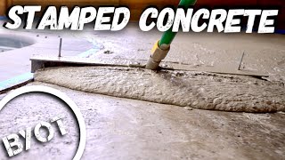 STAMPED CONCRETE  DIY CONCRETE OVERLAY [upl. by Ecnarrat]