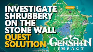 Investigate the shrubbery on the stone wall Genshin Impact [upl. by Galan]