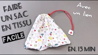 Tuto pochon tissu lavable facile en 15 minutes avec liens coulissants [upl. by Sarilda]