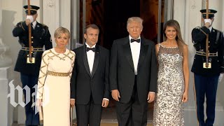 Trumps welcome Frances Macrons for state dinner [upl. by Atinihc848]