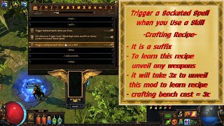 Dont work in 325  How to get Trigger a Socketed Spell when you Use a Skill  Crafting Recipe [upl. by Stenger552]