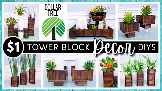 NEW DOLLAR TREE DIY Using TUMBLING TOWER BLOCKS  Super Easy DIYs  Modern Farmhouse Home Decor [upl. by Nylra]