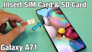 Galaxy A71 How Insert SIM Card amp SD Card  Tips [upl. by Aicargatla222]