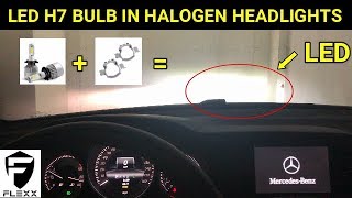 MERCEDES HOW TO PART 1 INSTALL H7 LED BULB amp RETAINER BRACKET IN HALOGEN HEADLIGHTS [upl. by Hannavahs]