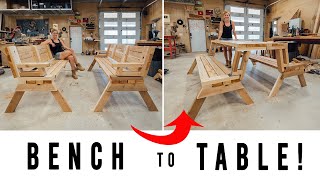 DIY Folding Bench  Turns Into a Table [upl. by Cosme320]