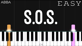 ABBA  SOS  EASY Piano Tutorial [upl. by Normalie]