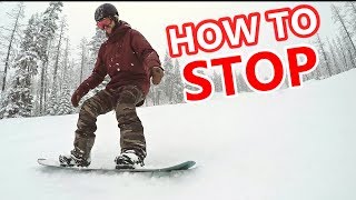 How To Stop On A Snowboard  Beginner Tips [upl. by Sicard]