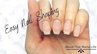 How To Shape Natural Nails Or Tips  Easy Coffin Shaped Nails [upl. by Ettelliw]