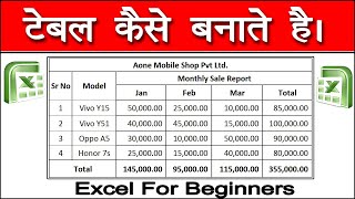 excel mein table kaise banate hai  table kaise banate hai  excel for beginners in hindi [upl. by Ludovika]