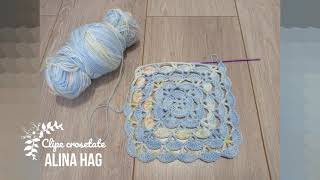 patura crosetata dintrun patrat crochet blanket couverture au crochet плед из остатков пряжы [upl. by Asare]