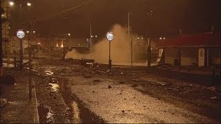 Storm leaves concrete slabs scattered across Aberystwyth sea front [upl. by Nekciv]