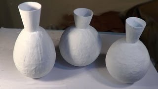 INCRÍVEL Como Fazer Jarro Vaso de JORNAL Parte1  DIY How to Make PAPER VASES Part 1 [upl. by Neerbas]