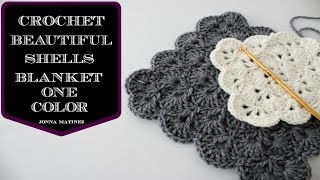 How To Crochet A Beautiful Shells Blanket In One Color  How to crochet a blanket  Shells Stitch [upl. by Claudelle]