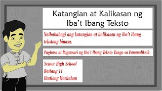 Katangian at Kalikasan ng Teksto [upl. by Elizabet894]