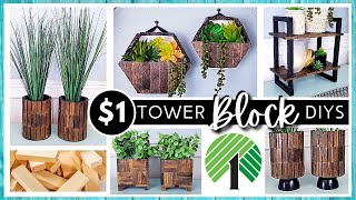 NEW DOLLAR TREE DIY using TUMBLING TOWER BLOCKS  Home Decor Crafts  Modern Farmhouse Boho Decor [upl. by Airrat]