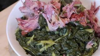 SOUTHERN TURNIP GREENS W SMOKED TURKEY NECKS  HOLIDAY RECIPES [upl. by Katusha884]