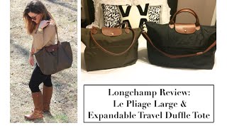 Longchamp Review Le Pliage Large Shoulder amp Le Pliage Expandable Travel Duffle Tote [upl. by Benji]