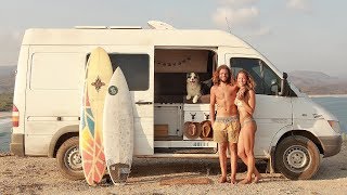 VAN LIFE TOUR ft Max amp Lee  surfer couple lives in DIY sprinter van conversion [upl. by Broek]