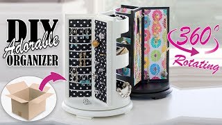 DIY ROTATING JEWELLERY ORGANIZER ADORABLE IDEA  Cute Organizer Tutorial [upl. by Frye]