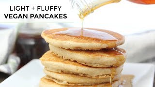 VEGAN PANCAKES  Light  Fluffy Vegan Pancake Recipe [upl. by Flanders]