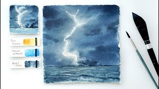 Lightning Storm Step by step watercolor tutorial [upl. by Euqirrne680]