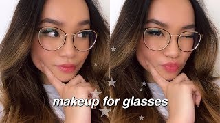 everyday makeup for glasses ✰  eyewear haul [upl. by Aelanej]