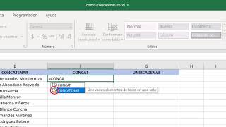 Cómo concatenar cadenas de texto en Excel [upl. by Corsiglia]