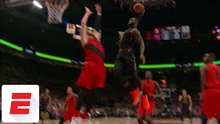 LeBron James throws down epic dunk on Jusuf Nurkic  ESPN [upl. by Vanessa492]