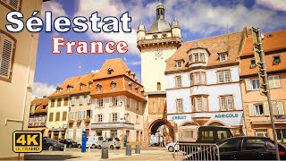 Sélestat Alsace France  Walking Tour 4K UHD [upl. by Ekrub]