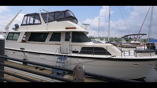 BOAT TOUR 1981 Hatteras 56 Motor Yacht Wide Body walk through after refit [upl. by Dohsar]