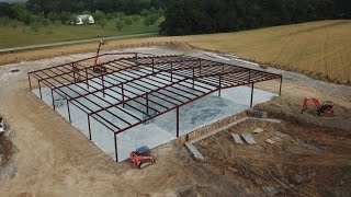 Building a prefab steel building frame [upl. by Atorod125]