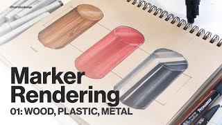 Marker Rendering Tutorial 01 How to Render Wood Plastic and Metal [upl. by Sassan]