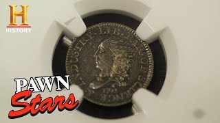 Pawn Stars Half Disme Coin and Libertas Americana Medal Season 15  History [upl. by Lacee]