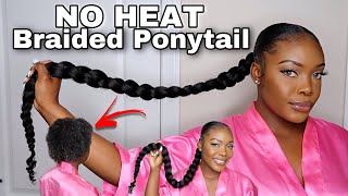 SLEEK BRAIDED PONYTAIL ON 4C HAIR EASY  QUICK [upl. by Tnairb161]