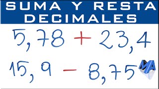 Suma y resta de números decimales [upl. by Anniken286]