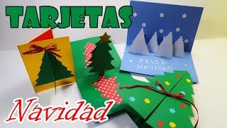 HAZ TARJETAS DE NAVIDAD FÁCILES  4 ideas DIY  EASY CHRISTMAS CARDS [upl. by Eenattirb]