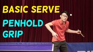 6 Basic Serve In Table Tennis Penhold Grip [upl. by Lyrradal]