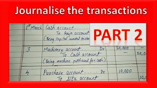 3 Part  2 Journalise the following transactions Class 11 [upl. by Eerazed]