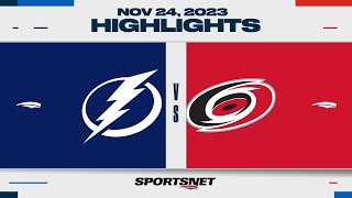 NHL Highlights  Lightning vs Hurricanes  November 24 2023 [upl. by Ezalb]